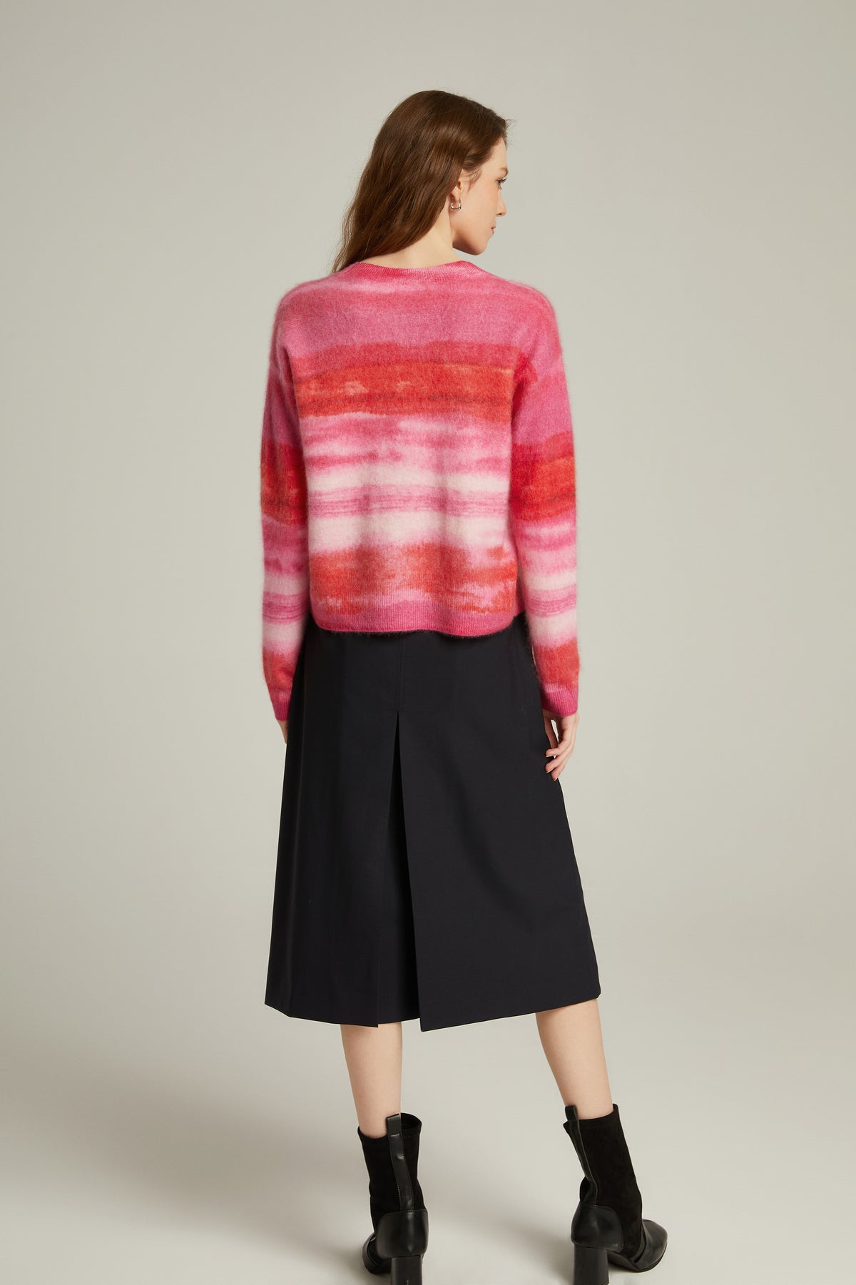 Women's Long Sleeve Brushed Cashmere Sweater with Allover Digital Print