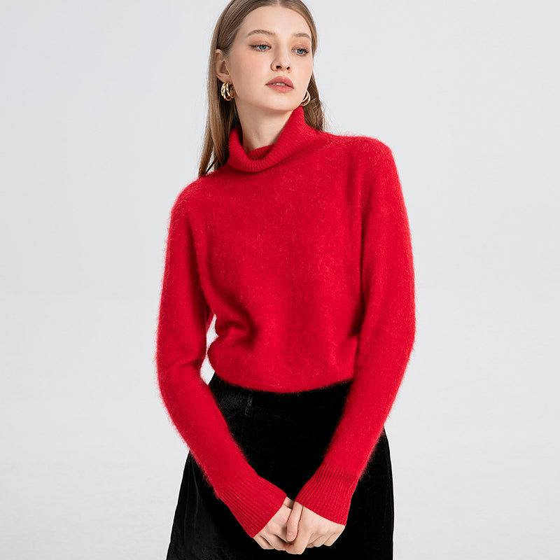 100% brushed cashmere high neck sweater