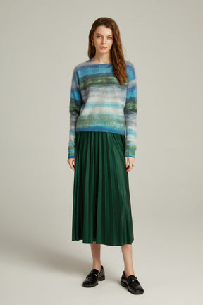 Women's Long Sleeve Brushed Cashmere Sweater with Allover Digital Print