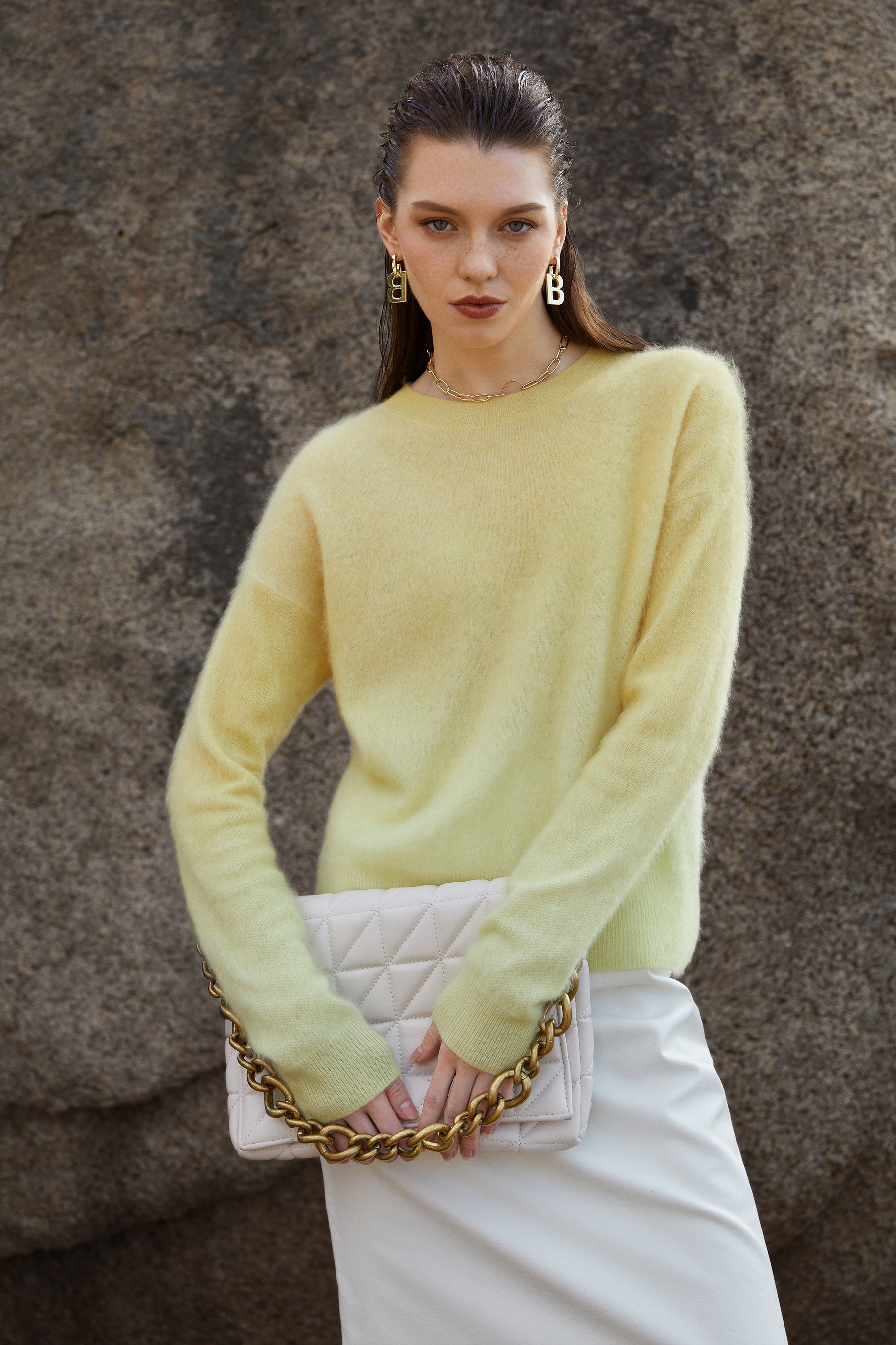 Women's Long Sleeve Tie-Dye Brushed Cashmere Sweater