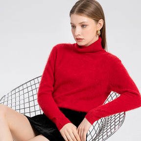 100% brushed cashmere high neck sweater