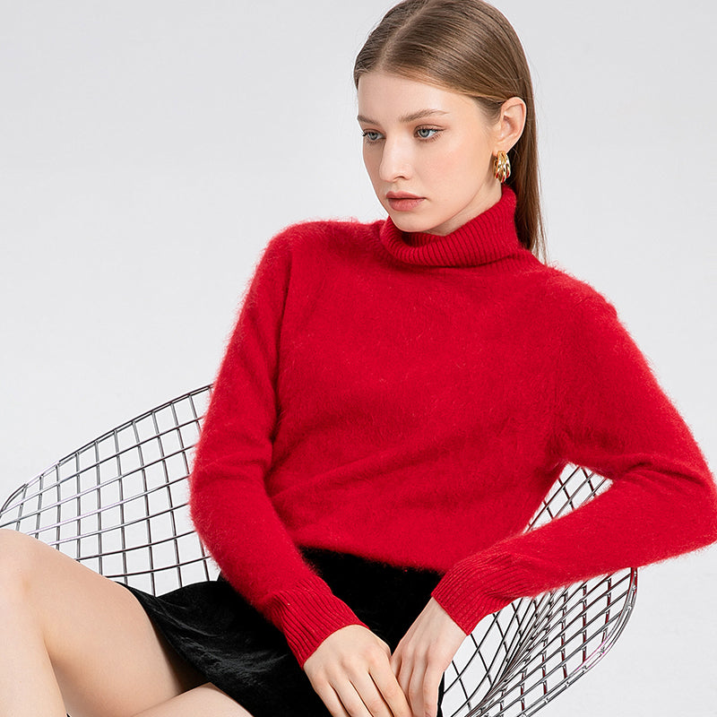 100% brushed cashmere high neck sweater