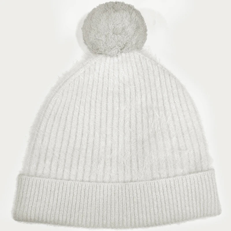 Women's Brushed Cashmere Beanie with Pompom