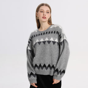 100% cashmere thick brushed round neck