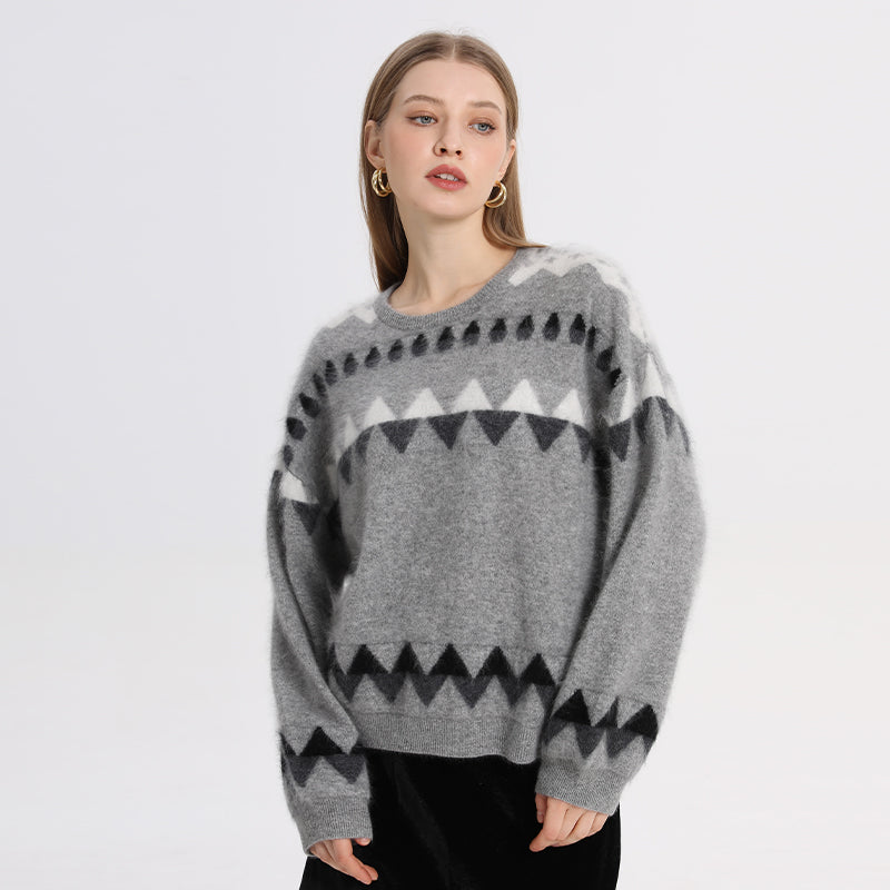 100% cashmere thick brushed round neck