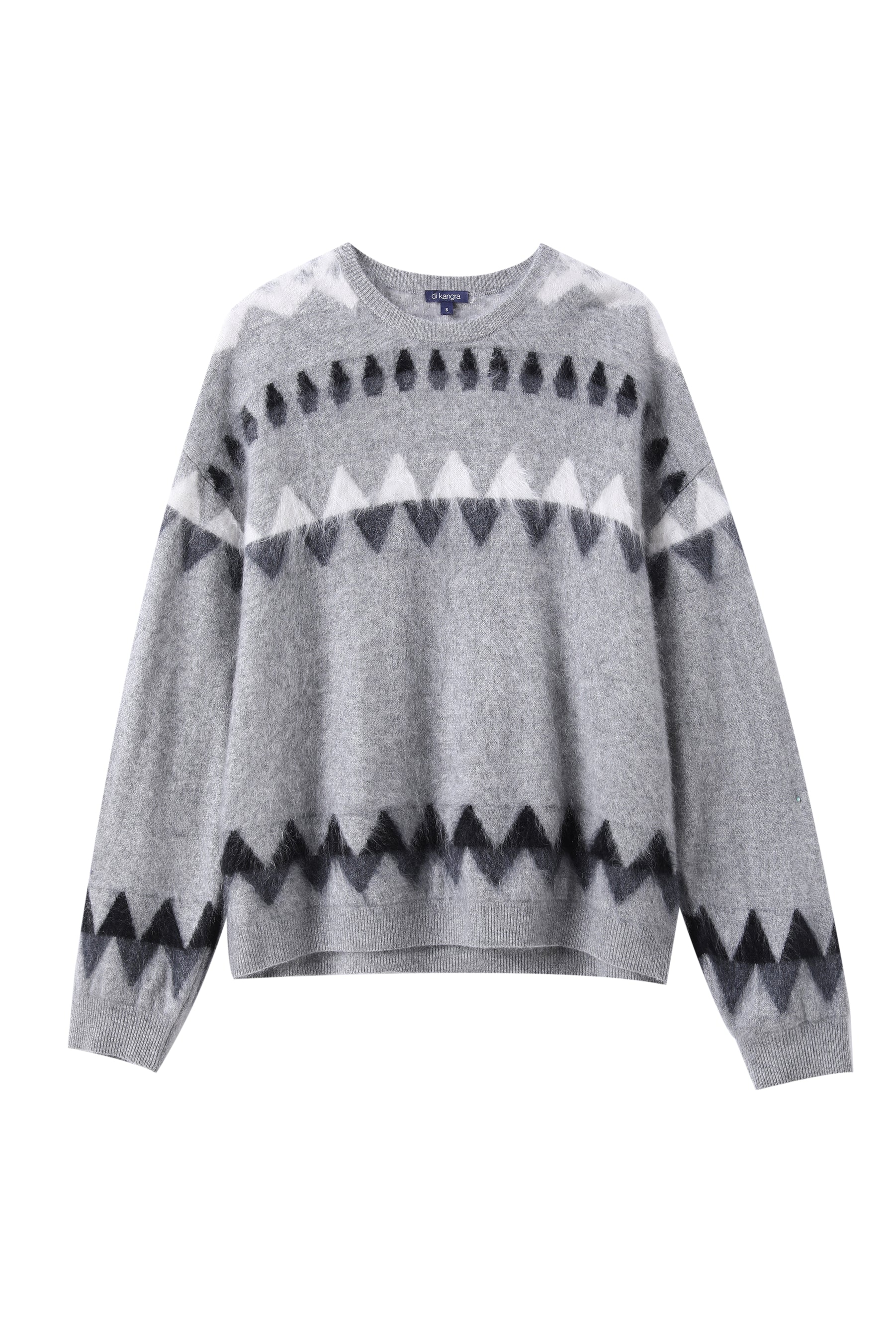 Women’s Brushed Cashmere Allover Jacquard Drop-Shoulder Crewneck Sweater