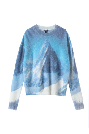 Women’s Brushed Cashmere Allover Printed Pullover Sweater