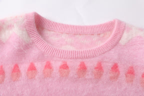 Women’s Brushed Cashmere Allover Jacquard Drop-Shoulder Crewneck Sweater