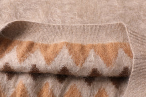 Women’s Brushed Cashmere Allover Jacquard Drop-Shoulder Crewneck Sweater