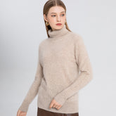 100% brushed cashmere high neck sweater