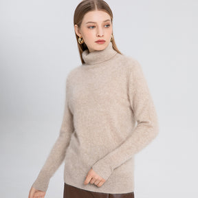 100% brushed cashmere high neck sweater