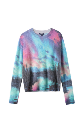 Women’s Brushed Cashmere Allover Printed Pullover Sweater