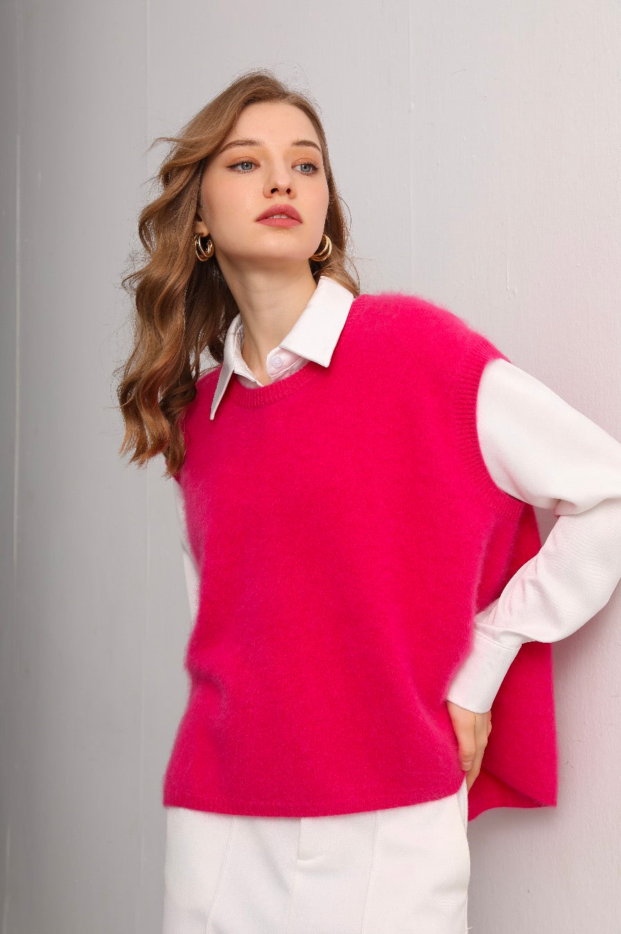 Women's Sleeveless Brushed Cashmere Pullover Vest