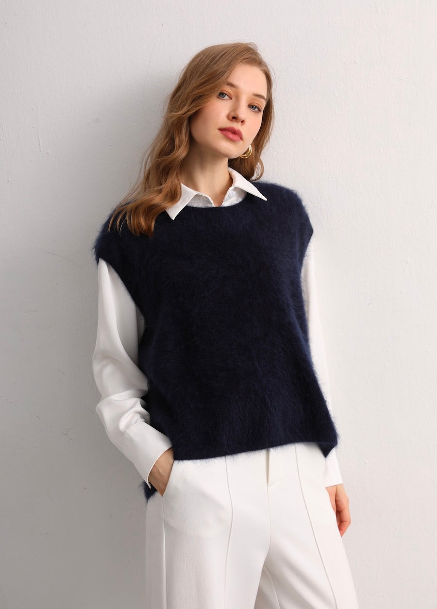 Women's Sleeveless Brushed Cashmere Pullover Vest