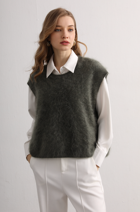 Women's Sleeveless Brushed Cashmere Pullover Vest
