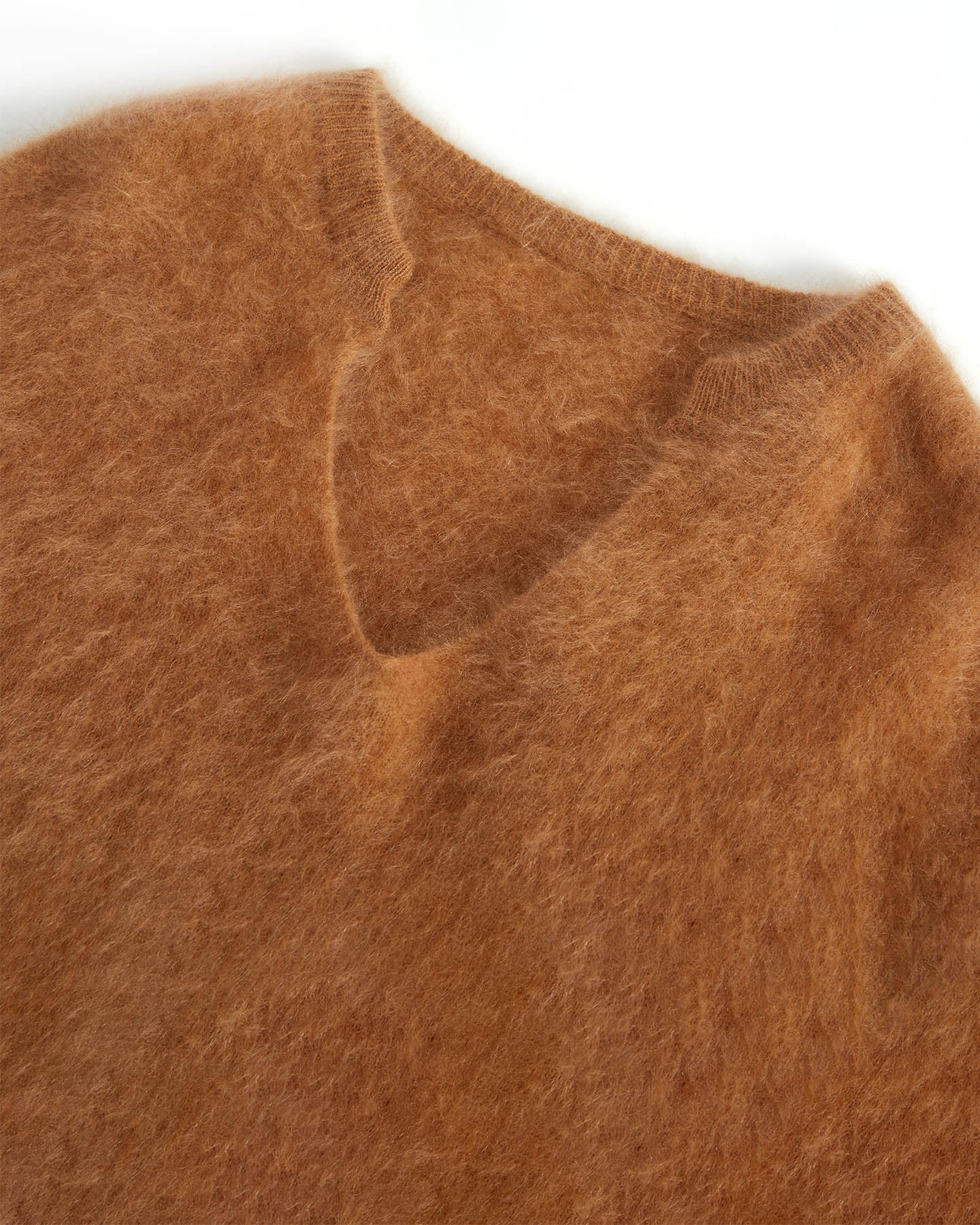 Brushed Cashmere V-neck Pullover Sweater