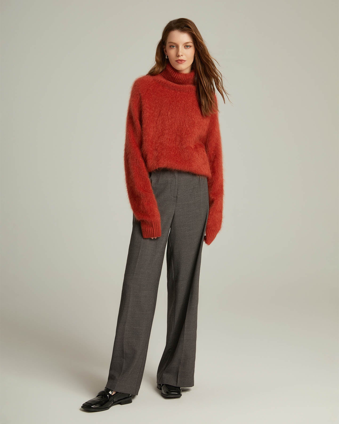Bushed Cashmere Turtleneck Pullover Sweater